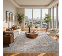 Goidea Washable Rug 9x12, Beige Area Rugs Non Slip, Indoor Low Pile Carpet with Rubber Backing for Living Room Kitchen Bathroom Entryway Office Bedroom