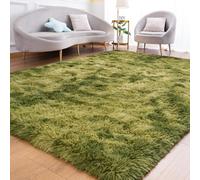 Goideal Fluffy Area Rug for Living Room Bedroom, 5 x 7 Tie-Dyed Green Rug Fuzzy Non-Slip Modern Carpet Ultra Soft Faux Fur Room Decorations for Dorm Kids Room