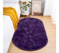 Goideal Fluffy Bedroom Rug, Small Oval Area Rugs, Purple Shag Bedside Carpet for Kids Room Nursery Dorm Cute Fuzzy Indoor Decor for Boy and Girl, 2.6 x 5.3 Feet