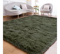 Goideal Fluffy Rug for Bedroom Living Room, 4x6 Olive Green Area Rugs, Faux Fur Shag Modern Carpet Ultra Soft Girls Boys Room Home Decor, Solid