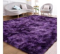 Goideal Fluffy Rug for Bedroom Living Room, 4x6 Purple Area Rugs, Faux Fur Shag Modern Carpet Ultra Soft Girls Boys Room Home Decor, Tie-Dyed