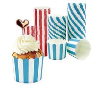 GOIEHIR Paper 100pcs Red and Blue Cupcake Wrappers, Petal-shaped Muffin Cases for Halloween, Weddings, Parties