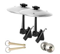Goiicoln 2 Pack Car Cymbal Air Vent, Car Drum Cymbal Air Vent Set with Mini Drum Stick, Musical Instruments Crash-Ride for Most Vehicles, Silver Belly Dance Finger Cymbals for Music Lovers Chrismas