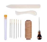 Goiio 11 Pieces Bookbinding Kit Starter Tools Set Bone Folder Paper Creaser, Waxed Thread, Awl, Large-Eye Needles for DIY Bookbinding Crafts and Sewing Supplies