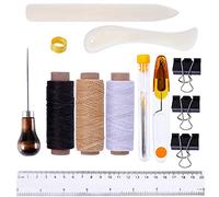 Goiio 19 Pieces Bookbinding Kit Starter Tools Set Bone Folder Paper Creaser, Waxed Thread, Awl, Large-Eye Needles for DIY Bookbinding Crafts and Sewing Supplies