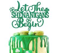 Goilpanitdia Let the Shenanigans Begin Cake Topper, Happy Go Lucky, Irish Shamrack Lucky Clover Décor, Happy St.Patrick's Day Party Decorations Supplies