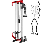 Goimu Wall Mount Cable Station, WM1 Cable Crossover Machine with 18 Positions, High and Low Cable Crossover Machine with Removable Footplate for Garage Home Gym (WM1 Cable Station RD)