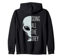 Going All The Grey Funny Alien's Sci-Fi Pun Zip Hoodie