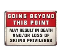 Going Beyond This Point Downhill Skiing Snowboarding Do Not Enter Warning Vintage Look Metal 8X12 Inch Decoration Art Sign for Home Kitchen Bathroom Farm Garden Garage Inspirational Quotes Wall Decor