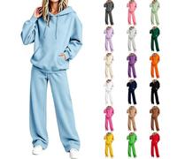 Going Home Outfit for Mum After Birth Womens 2 Piece Tracksuit Set Co Ord Ouftits Autumn Winter Oversized Hoodie Sweatshirts and Wide Leg Trousers Loose Fit Leisure Loungwear Jogging Running Sweatsuit