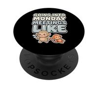 Going into Monday Meetings Cute Japan Baby Monkey Trend Meme PopSockets Adhesive PopGrip
