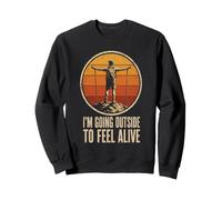 Going Outside To Feel Alive Hiking Hiker Nature Gift Retro Sweatshirt