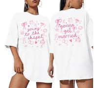 Going to The Chapel Shirt Bride to Be Tshirt Bride Engaged Tee Bachelorette Wedding Party Casual Short Sleeve Tops, White, M