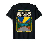 Going-to-the-Sun Road Montana Flag Scenic Drive Vintage Art T-Shirt