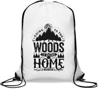 Going To The Woods Is Going Home Forest And Moon Graphic Gym Sack Casual Drawstring Bag White