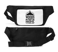 Going to The Woods is Going Home Forest and Moon Graphic Unisex Waist Bag Black