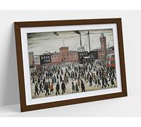 Going To Work Picture Ls Lowry Style Framed Wall Art Print Picture - A2 - Walnut Frame