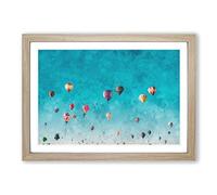 Going Up in a Hot Air Balloon Painting Framed Print | A2 Oak Framed Wall Art | Ready to Hang | Modern Historical Picture | Living Room Bedroom Lounge Office