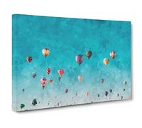 Going Up In A Hot Air Balloon Painting Modern Art Canvas Wall Art Print Ready to Hang, Framed Picture for Living Room Bedroom Home Office Décor, 30x20 Inch (76x50 cm)