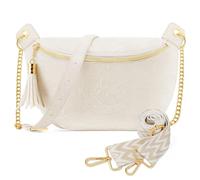 GOINSOUND Vegan Leather Sling Bag for Women Small Crossbody Bags with 2 Adjustable Strap,Fanny Pack for Travel Daily Use, Beige, 11.4"L × 1.57"W × 7.08"H