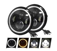 GOINTDJD Headlight Headlights 7inch Round LED HeadLight Bulbs Motorcycle LED HeadLamp Angle Eyes 12V 24V Turn Signal For Hummer AM General H2 H1 1992-2009(2Piece)