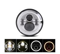 GOINTDJD Headlight Headlights For Lada 4x4 For Urban For Niva 7'' LED DRL Headlight 45w 4x4 7inch Round Halo Headlights 7" LED Headlamp With/no Amber Turn Signal(1 Piece halo chrome)