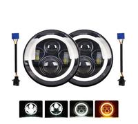 GOINTDJD Headlight Headlights Running Lights 80W Car Led H4 7inch Angel Eyes H4 Led Headlight For Lada For Niva 4X4 Uaz Offroad 12V 24v Car Accessories(2 Piece)