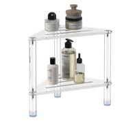 GOIOOIA Acrylic Corner Shower Stool for Shaving Legs 11.42" D X 11.42" W X 14.37" H, Triangle Shower Foot Rest with Storage Shelf, Heavy Duty, for Inside Shower, Waterproof Non-Slip