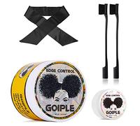 Goiple Edge Control Wax for Women Strong Hold Non-greasy Edge Smoother Pineapple Scent (4oz+0.7oz+Edge Brushes*2+ Edge Scarf)