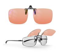 Goiteia FL-Rose Migraine Clip on Glasses-Amber Clip-on Blue Light Blocking Glasses for Eyes Strain/Light Sensitive/Fluorescent LED Lighting/Computer Screen Glare