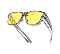 Goiteia Night Driving Glasses over Prescription Glasses for Men Women,Transparent Frames for Expansive HD Night Vision,Headlight Glasses for Driving at Night Glare Cut(Grey Crystal-Yellow)