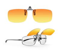 Goiteia Polarised Clip on Night Driving Glasses for Men Women,2-in-1 Orange-Yellow Lens Block 87% of Headlights Glare,Easy to Flip up with One Hand