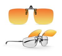 Goiteia Polarised Clip on Night Driving Glasses for Men Women,2-in-1 Orange-Yellow Lens Block 87% of Headlights Glare,Easy to Flip up with One Hand