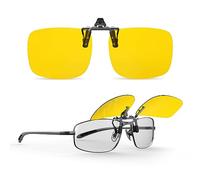 Goiteia Polarised Clip on Night Driving Glasses for Men Women,Dual AR Coating for Effectively Anti Glare from Oncoming Headlights, Flip up(60 * 47mm)