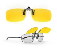 Goiteia Polarised Flip up Clip on Night Driving Glasses,Anti Headlight Glare for Men Women,15°Curve to Match Curved Frame