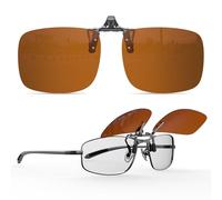 Goiteia Polarized Flip up Clip on Sunglasses for Men Women-Easy to Put on and Take off One-handed-Upgraded No Blue Glare Lenses（Brown lenses）