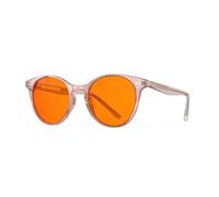 Goiteia Vintage Round Orange Blue Light Blocking Glasses for Better Sleep/Eyes Strain/Light Sensitive-Ultra Light & Spring Hinges for Better Comfort