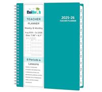GoiUnlt Teacher Planner 2025-2026, AUG. 2025 - JUL. 2026, Lesson Planner 2025-2026 Academic Year, with Tabs, Thick Paper, 2-Sided Pocket, 8’’ x 10’’ Daily Weekly and Monthly Calendar with 8 Periods