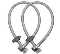 GOIYZTTR 2 Pcs Flexible Hose Stainless Steel 1/2" x 1/2" BSP Fitting 60cm Long Braided Hose Sink Supply Hose for Monobloc Basin or Kitchen Toilet Taps