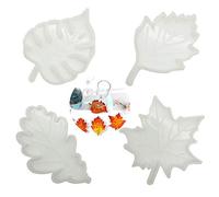 GOIYZTTR 4 Pcs Resin Coasters Silicone Mold for Making Coasters, Bowl Mat, Desk Decoration, Home Decoration, 4 Kinds of Leaf Epoxy Molds, DIY Craft Decoration