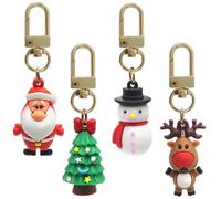 GOIYZTTR 4Pcs Christmas Keychains 4 Styles Stereo Cartoon Christmas Keyrings Santa Claus Christmas Tree Snowman Elk Keychains Ornaments For Christmas gifts and decoration