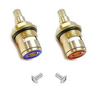 GOIYZTTR Tap Valves Replacement Brass Ceramic Stem Disc Cartridge Faucet Valve Quarter Turn 1/2" for Bathroom Kitchen Tap(1 Pair Hot & Cold)