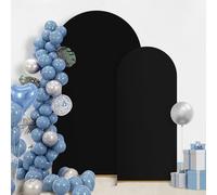 GOJAWAY 6.6FT/7.2FT Black Wedding Arch Cover Set of 3, Spandex Fitted Wedding Arch Stand Covers for Round Top Chiara Arch Background Stands Cover for Birthday Party Ceremony Banquet Decor