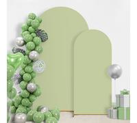 GOJAWAY 6.6FT/7.2FT Matcha Green Wedding Arch Cover Set of 3, Spandex Fitted Wedding Arch Stand Covers for Round Top Chiara Arch Background Stands Cover for Birthday Party Ceremony Banquet Decor