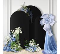 GOJAWAY 7.2FT Black Wedding Arch Cover, Spandex Fitted Wedding Arch Stand Covers for Round Top Chiara Arch Background Stands Cover for Birthday Party Ceremony Banquet Decor