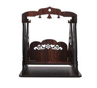 Gojeeva Premium Engineered Wooden Carved Pattern Designer Laddu Gopal Jhula Wooden Jhula for Ladoo Gopal | Janmashtami Swing | Krishna Kanhai Ji Jhoola for Home Mandir Temple (Dark Brown) (Pack of 1)