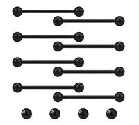 Gojewen 8pcs Tongue Nipple Bars and 4pcs Replacement Balls 14G Stainless Steel Metal Straight Barbell Piercing Jewellery Black 20mm