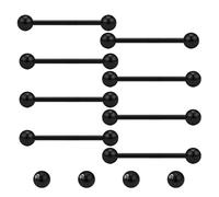 Gojewen 8pcs Tongue Nipple Bars and 4pcs Replacement Balls 14G Stainless Steel Metal Straight Barbell Piercing Jewellery Black 16mm