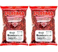 Goji Berries 1kg 100% Raw Natural Non GMO Premium Quality Whole Wolf Berry Sun Dried Fresh Wolfberry - Full of Antioxidants Healthy SuperFood - Vegan Vegetarian Friendly - PURIMA (Pack of 2)
