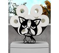 Gojoamoy Bulldog Toilet Paper Storage Stand, Metal Animal Decor Bathroom Decorative, Freestanding Tissue Holder Organizer for Extra Rolls